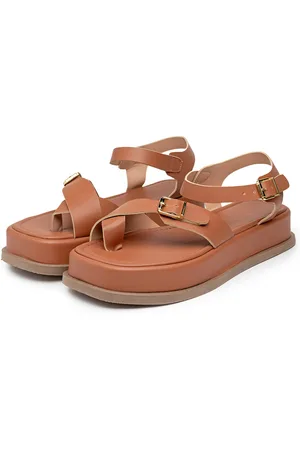Flor da Pele Sandália Feminina Papete Flatform Tiras Fivela 23410