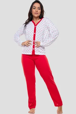 4 Estações Pijama Com Botão Amamentação Manga Longa Feminino