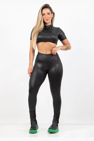 4 Estações Conjunto Feminino Cirre Brilhosa Cropped e Calça