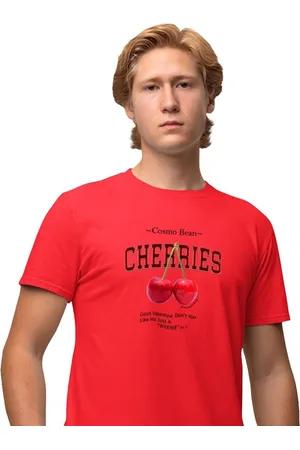 Genuine Camisa Camiseta Masculina Grit Estampada Cerejas 100% Algodão Fio 30.1 Penteado