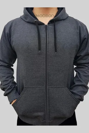 Mooboots Blusa casaco de frio blusão Moletom aberto de ziper abrir Flanelado Algodão Moleton Liso Masculino escuro grafite chumbo oferta promoção dia dos
