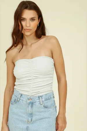 Pop Me Body em Malha Lurex com Decote Reto e Franzido