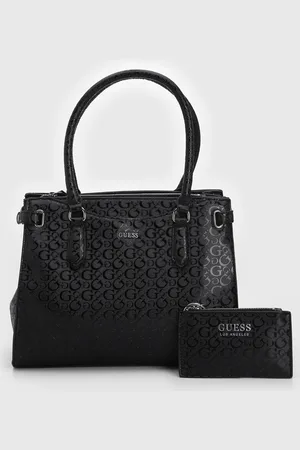Guess Bolsa Tiracolo Monograma Acompanha Clutch. Preta