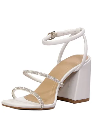 Flor da Pele Sandália Feminina Salto Médio Com Tiras De Strass 12002 Napa
