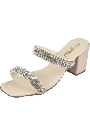NAMORATTA Tamanco Classico com Duas tiras Grossas de Strass OFF WHITE