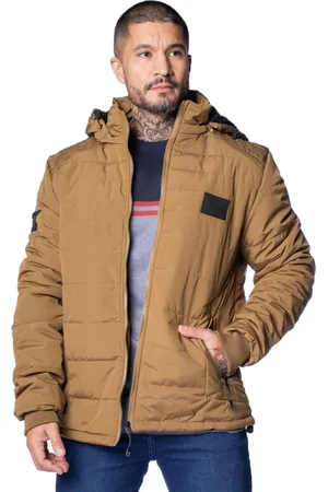 GANGSTER Jaqueta Masculina Puffer Capuz Musgo
