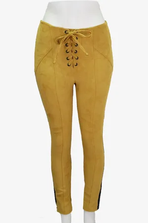 EMIGÊ Calça Dresseria Skinny Amarração Suede Bicolor Produto Gentilmente Usado
