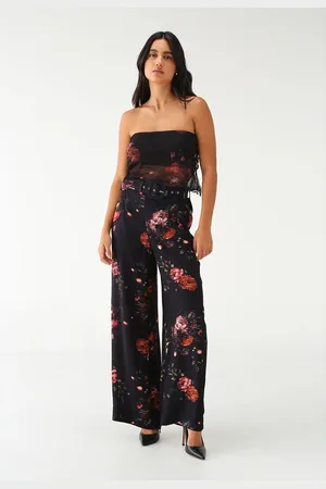 LEZ A LEZ Blusa Cropped Tule Reta Floral Preta