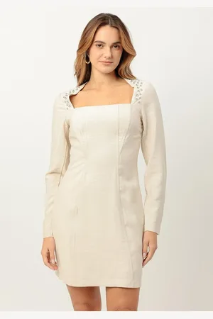LEZ A LEZ Vestido Curto Manga Longa com Strass