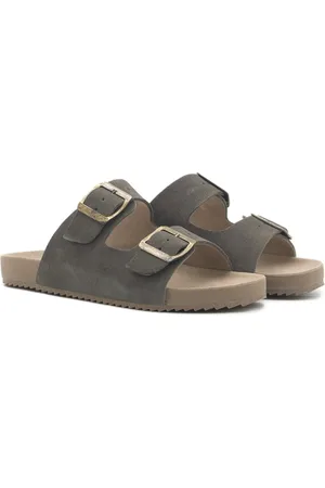 KUENTO SHOES Papete Rasteira Sandalia Couro Chumbo Tellini Store