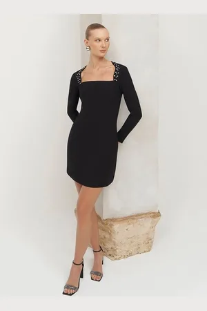 LEZ A LEZ Vestido Curto Manga Longa com Strass