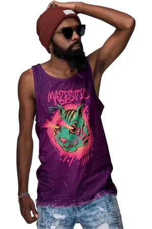 Di Nuevo Camiseta Regata Gato Pet Monster Psicodélico