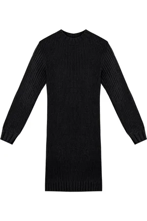 LEZ A LEZ Vestido Curto Manga Longa em Tricô Canelado
