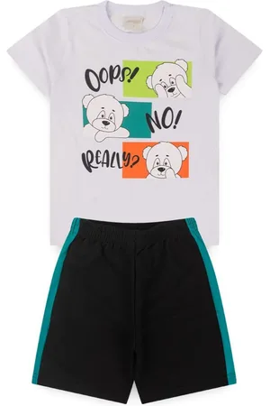 Molekada Infantil - Conjunto Verão Menino Camiseta E Bermuda ursinho