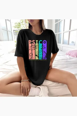 Genuine Camisa Camiseta Feminina Estampada A Psicologia é a Cura 100% Algodão Fio 30.1 Penteado - Preto
