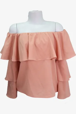 EMIGÊ Blusa Sisal Jeans Ciganinha Babados Produto Gentilmente Usado