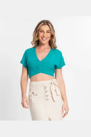 Endless Blusa Cropped Feminina Em Linho