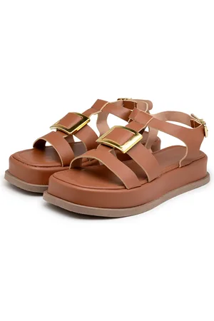 Flor da Pele Sandália Papete Flatform Tiras Ajuste Fivela 23430