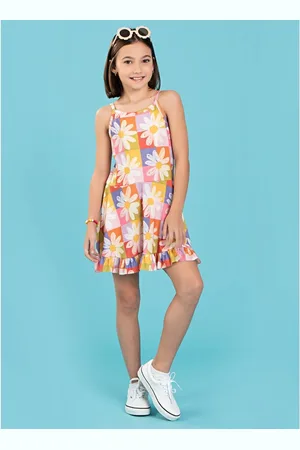 Molekada Infantil - Vestido Menina Com Alcinha Margaridas