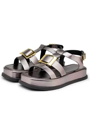 Flor da Pele Sandália Papete Flatform Tiras Ajuste Fivela 23430