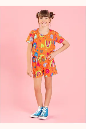 Molekada Infantil - Conjunto Verão Menina Vitamina Cropped e Shorts Com Cadarço