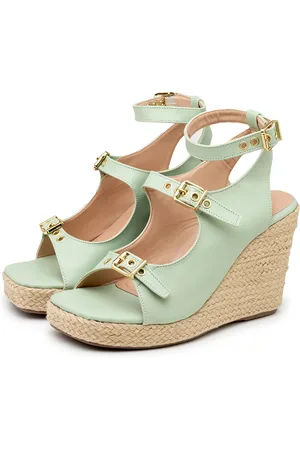 Flor da Pele Sandalia Feminina Anabela Corda Tiras Com fivela 190000 Mint