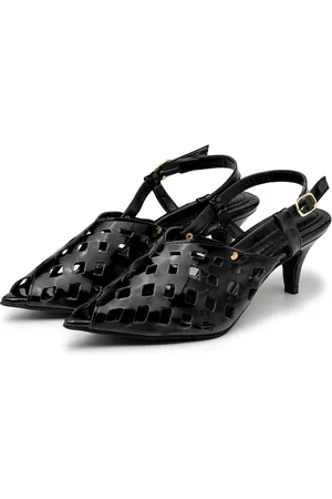 Flor da Pele Sandalia Scarpin Salto Baixo Slingback Bico Fino 6033 Verniz - Margarida