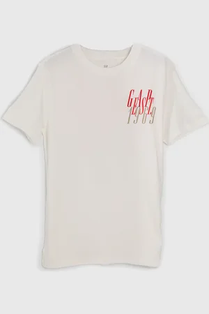 GAP Infantil - Camiseta Logo Off-White
