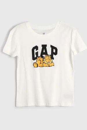 GAP Infantil - Camiseta Manga Curta Logo Estampado Garfield Off-White