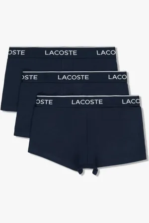 Lacoste Pack de três cuecas trunks masculina s em algodão com stretch e cós assinado