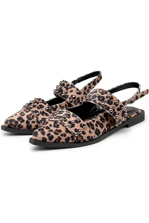 Flor da Pele Sapatilha Slingback Rasteira Feminina Bico Fino Detalhe Bolas 184202