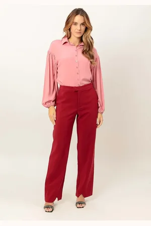 LEZ A LEZ Calça Reta Alfaiataria Slim com Cintura Média