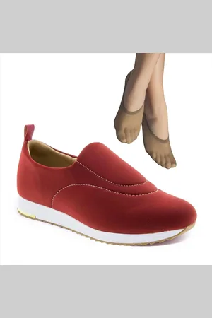 USAFLEX Tênis Feminino Slip On Elastano V9103+2P de Meias Color Sports Sapatilha 9055