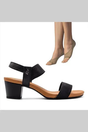 USAFLEX Sandália Feminina Salto Bloco Y8204+2P de Meias Color Sports Sapatilha Dedinhos