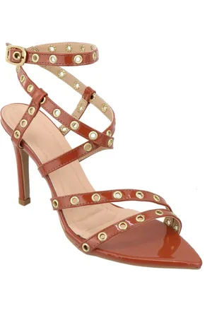Flor da Pele Sandália Feminina Salto E Bico Fino 6019 Napa Canela