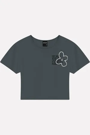 AMORA Infantil - Blusa Cropped Menina Mescla