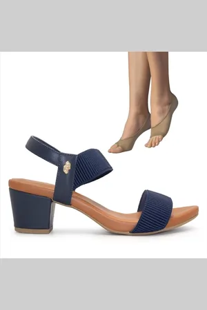 USAFLEX Sandália Feminina Salto Bloco Y8204+2P de Meias Color Sports Sapatilha Dedinhos