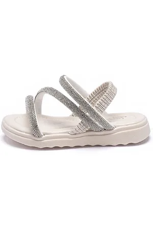 Tininha Infantil - Sandália Menina Tamanco com Elástico Off White