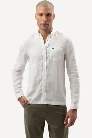 Lacoste Camisa masculina Manga Longa em Linho