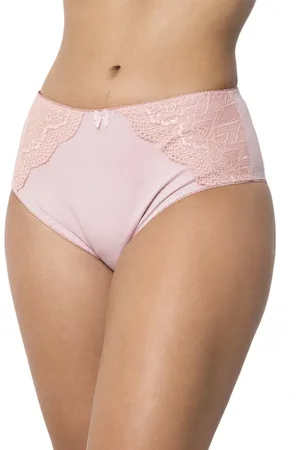 Gabi Calcinha de Cotton Algodão Cintura Alta Conforto Moda Íntima Detalhes em Renda Rose