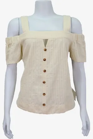 EMIGÊ Blusa Salopp Casual Texturizada Nude Produto Gentilmente Usado