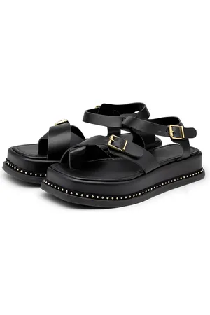 Flor da Pele Sandália Flatform Feminina Papete Tiras Fivela 23411 Preta