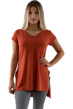 Diluxo Blusa Manga Curta Sobre Legging Terra Cota