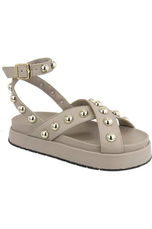 KUENTO SHOES Sandália Papete Flatform Sola Alta Bolinhas Lançamento Nude