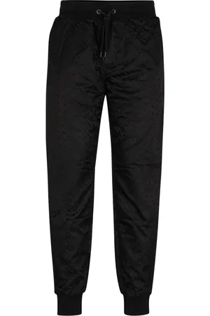 HUGO BOSS Calça De Moletom Em Mistura De Algodão Com Monogramas E Listras.
