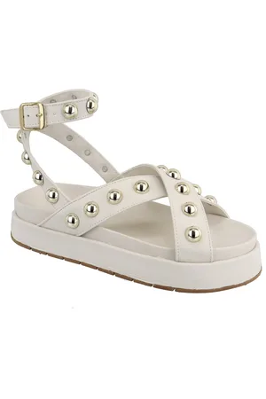 KUENTO SHOES Sandália Papete Flatform Sola Alta Bolinhas Lançamento Off White