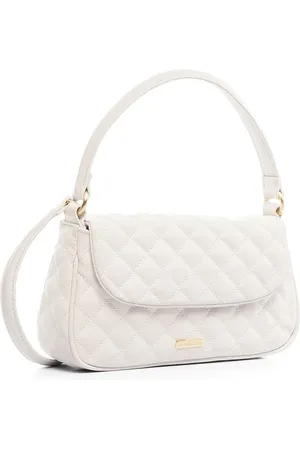 Ana Cavalcanti BOLSA COURO LEGÍTIMO RETANGULAR DUAS ALÇAS MATELASSÊ OFF WHITE