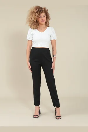 Pop Me Calça Reta em Linho Bolso-Faca