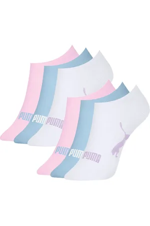 PUMA Kit 6 Pares Meia Sapatilha Original Algodão Com Nf Rosa/Azul
