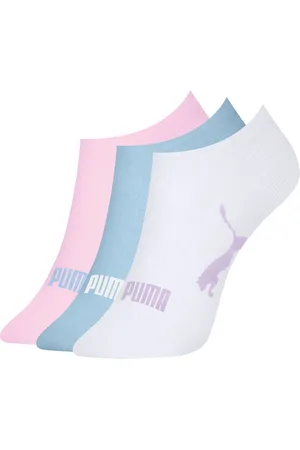 PUMA Kit 3 Pares Meia Sapatilha Original Algodão Com Nf Rosa/Azul